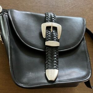 Studio Imports Black Leather Crossbody Handbag Silver Buckle Western Boho